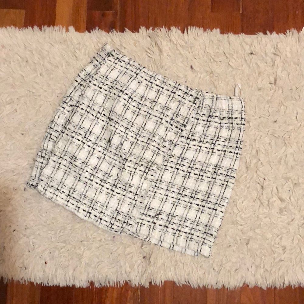 SHEIN: black and white tweed wrap skirt